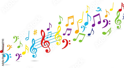 Decorative Rainbow Musical Symbols Art