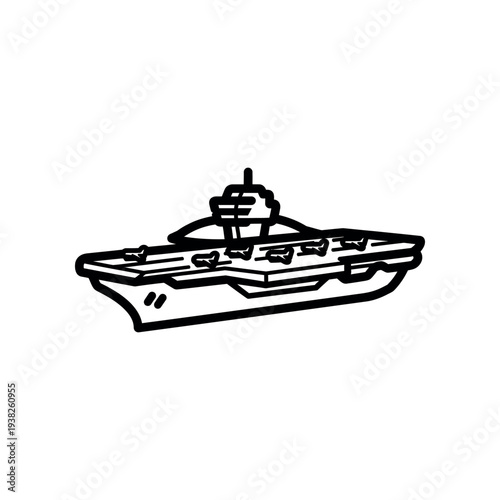 Simple Black and White Aircraft Carrier.