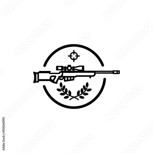 Rifle Illustration with Laurel Wreath Emblem.