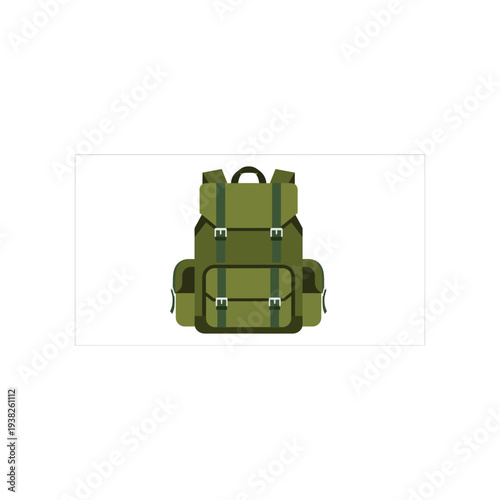 Green Hiking Backpack with Multiple Pockets.