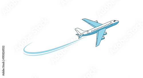 An airplane flying high in the sky with a contrail trailing behind it from a side viewpoint