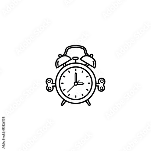 Simple Line Drawing of Alarm Clock.