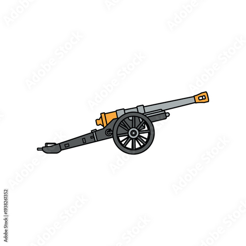 Vintage Cannon with Wheels and Barrel.