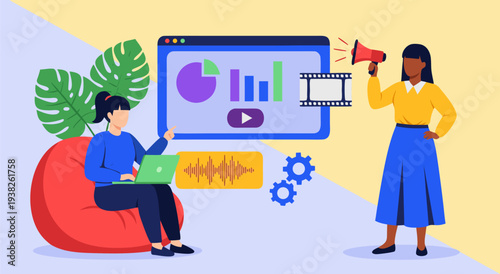 Engaging Visual Communication A Dynamic Vector Illustration for Marketing and Content Creation