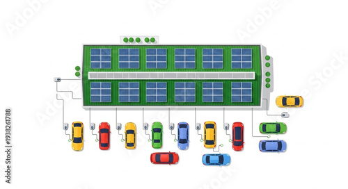 Modern Electric Vehicle Charging Station with Solar Panels.