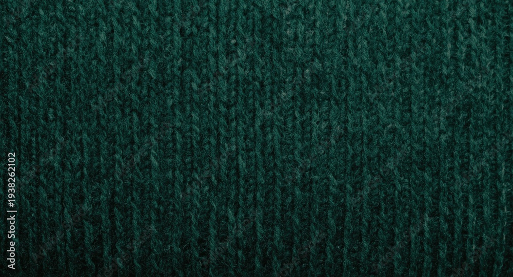 Fototapeta premium Detailed texture background of thick knitwear fabric with visible loden color and soft lighting