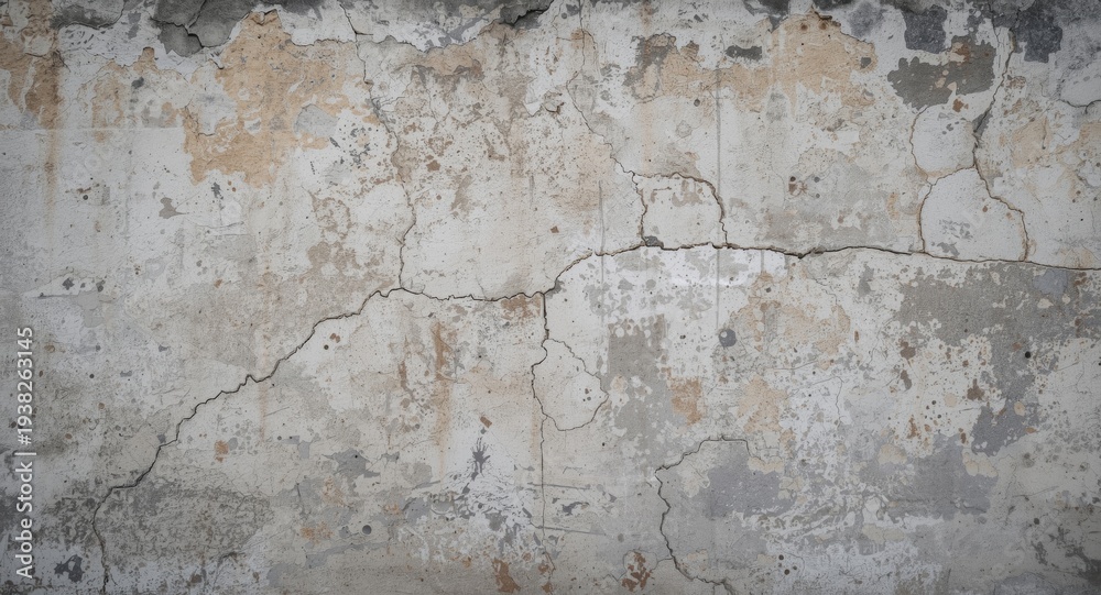 Fototapeta premium City wall with rough concrete texture and evident weathered cracks