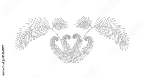 Detailed illustration of a palm leaf.