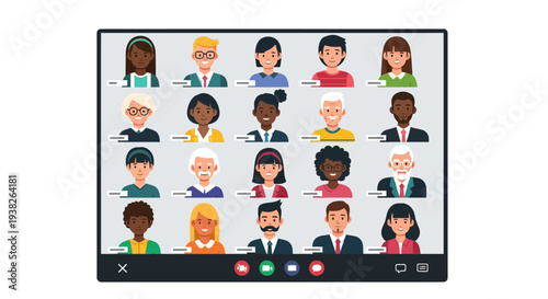 Diverse group of people on screen.