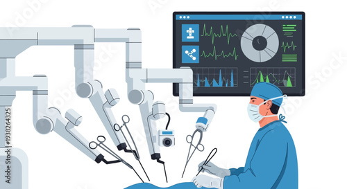 Doctor using robotic surgery equipment.