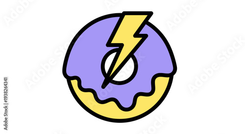 Donut with purple frosting and lightning.