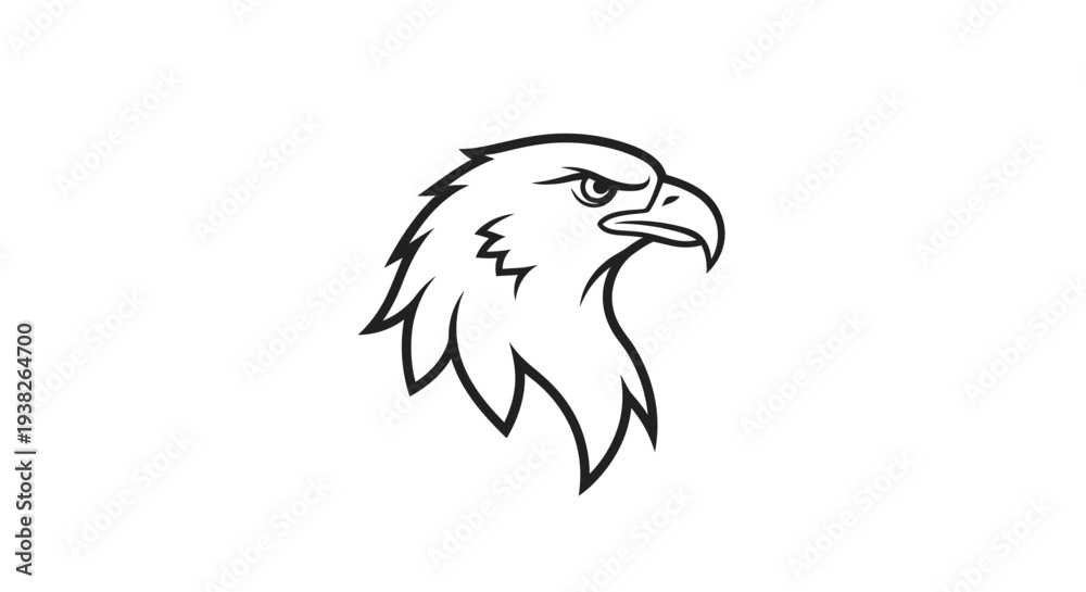 Fototapeta premium Eagle Head Illustration Closeup Profile View.
