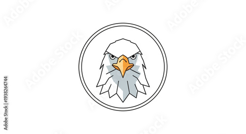 Eagle Head Illustration in Circle Logo.
