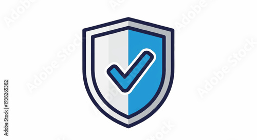 Shield icon with checkmark symbolizing security and approval in a simple graphic illustration