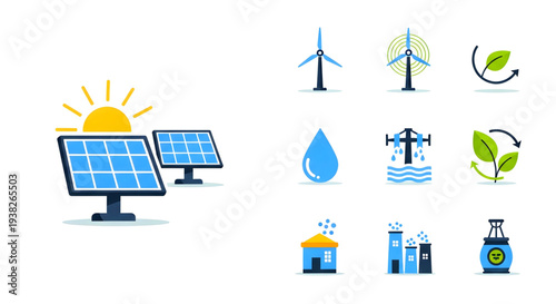 Medical professionals and symbols representing healthcare services and medicine in a collection of flat design icons on a white background viewed from directly above