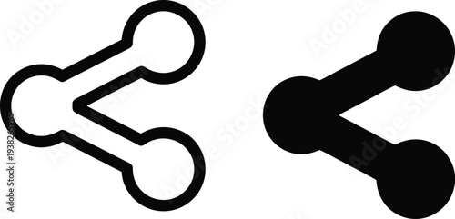Black and white vector illustration of a disabled person silhouette icon integrated with a molecular chemical structure and 3d atom connection elements