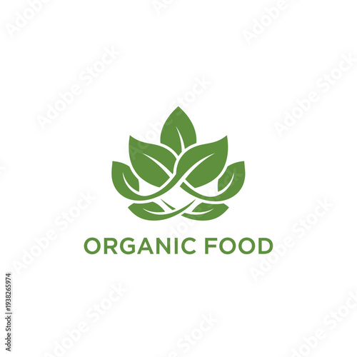 Green foliage emblem for organic food label and sustainable agriculture company