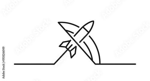 Simple Line Drawing of Rocket Launch.