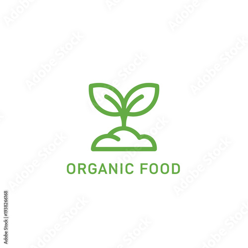 Sprout in soil icon for organic food starting and gardening business marketing