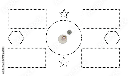 Dotted Photo Collage Template With Placeholder Frames, Central Circle and Decorative Stars