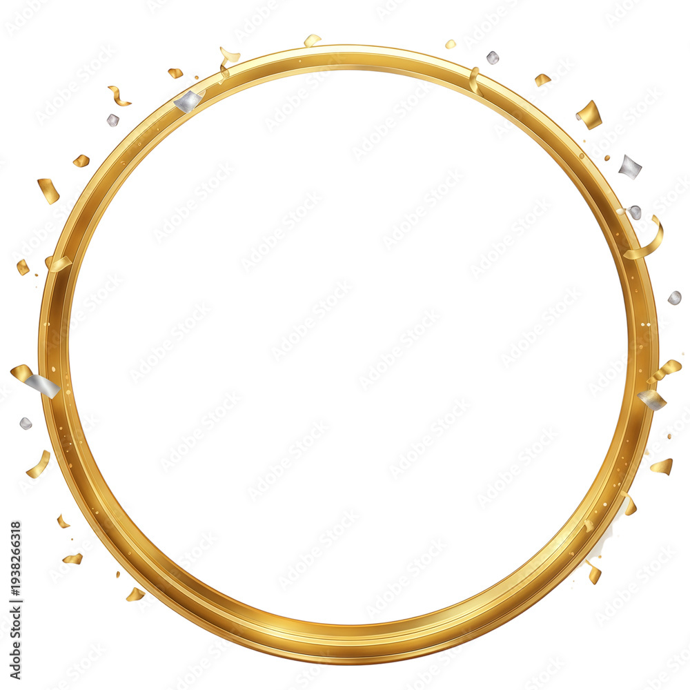 Obraz premium Luxury Gold Circular Frame with Confetti Celebration Decoration