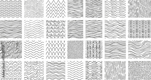 Set of Abstract Wavy Line Patterns for Textures, Backgrounds, and Creative Design Elements