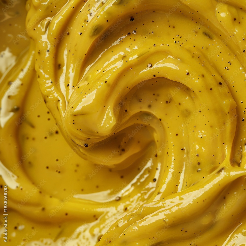 Obraz premium A yellow sauce with a lot of spices in it. The sauce is thick and has a lot of texture