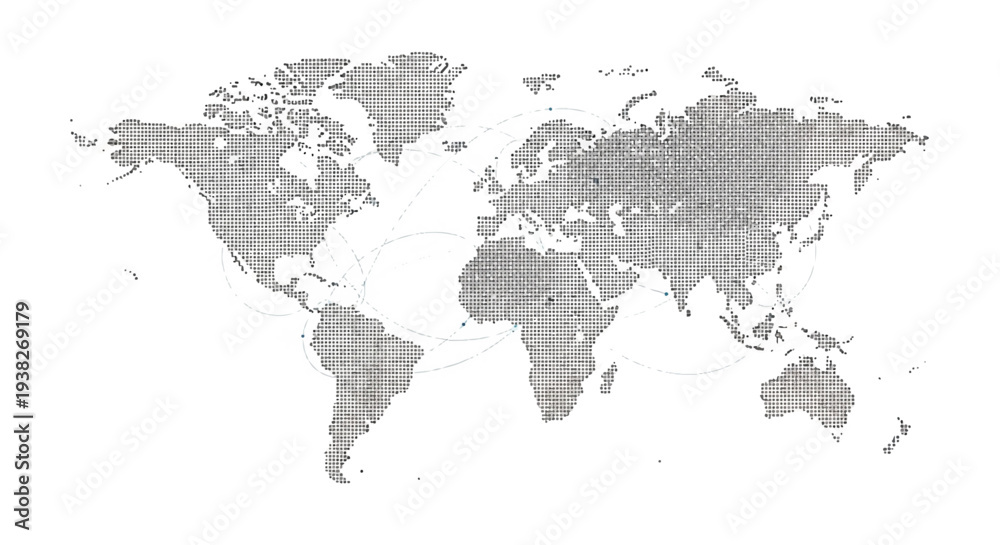 Fototapeta premium World map illustration showing continents and oceans from a global viewpoint