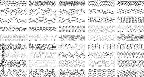 Wavy Line Patterns Icon Set for Textures, Backgrounds, and Decorative Designs in Graphic Projects