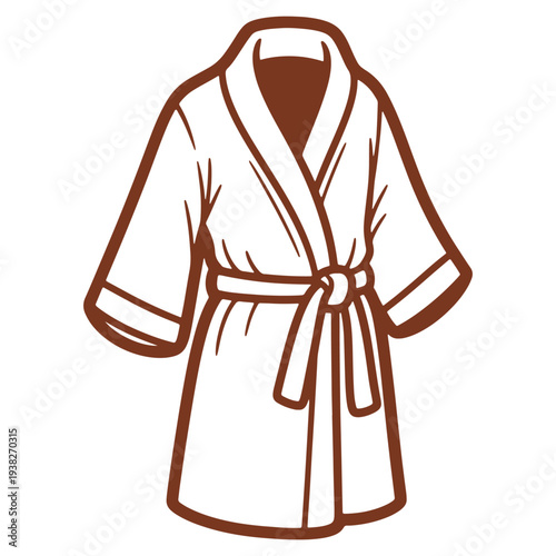Elegant bath robe illustration in soft brown tones for spa or relaxation themed designs showcasing comfort and style