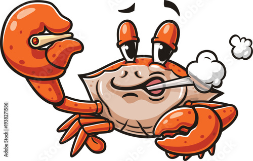 Cartoon mascot Crab is smoking