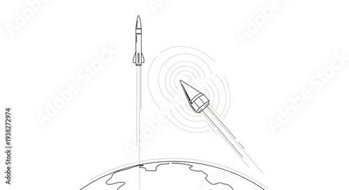 Spacecraft Launching into Orbit Around Earth.