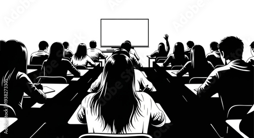 Students in Classroom Setting Illustration.