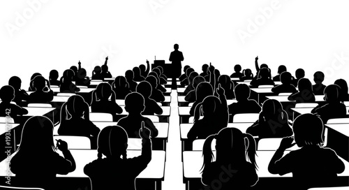 Students in Classroom Silhouette Scene.