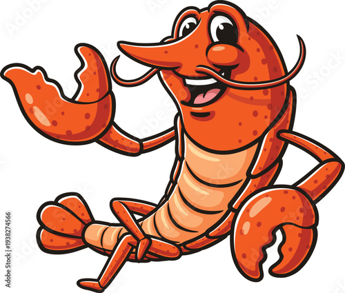 Lobster mascot cartoon is relaxing