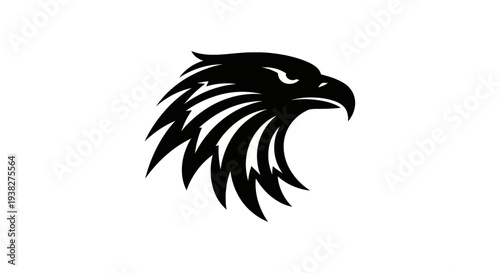 Black Eagle Head Silhouette Illustration Design.