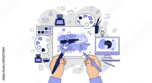 Graphic Designer Working on Digital Illustration.