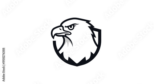 Eagle head logo in black outline.