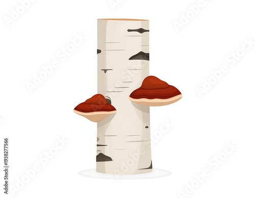 Tree trunk slice showing brown mushrooms