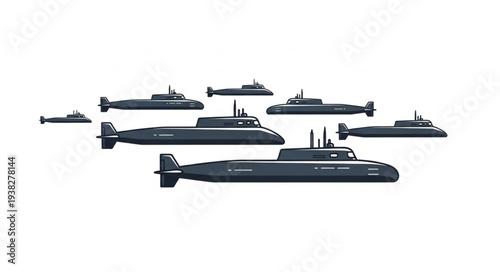 Submarines Fleet Naval Vessels Underwater.