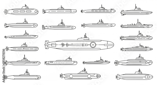 Submarines Silhouette Collection Naval Vessels.
