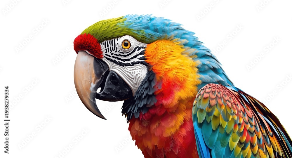 Fototapeta premium Artistic depiction of a parrot using vibrant multicolored abstract forms