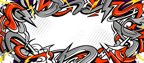 Abstract arrow graffiti background. Vector wall art graphic with dynamic shapes.