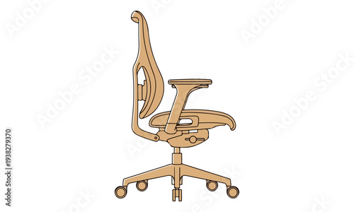 Side View Illustration of an Ergonomic Office Chair