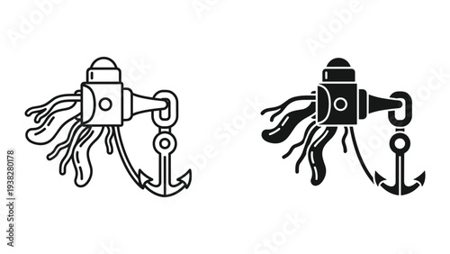 Nautical Anchor Robot Machine Nautical Icon