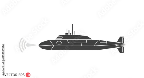 Submarine Vector Illustration Naval Vessel.