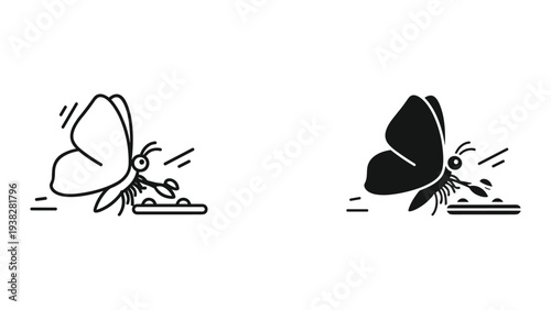 Butterfly Landing Small Object Icon Graphic
