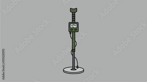 Illustration of a Metal Detector on a Gray Background.