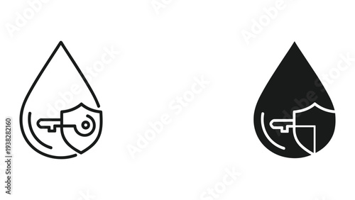Water Drop Shield Key Security Concept