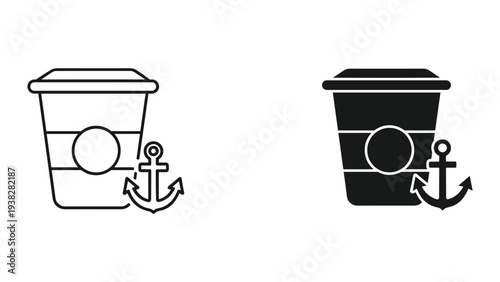 Coffee Cup Anchor Nautical Theme Commercial Asset